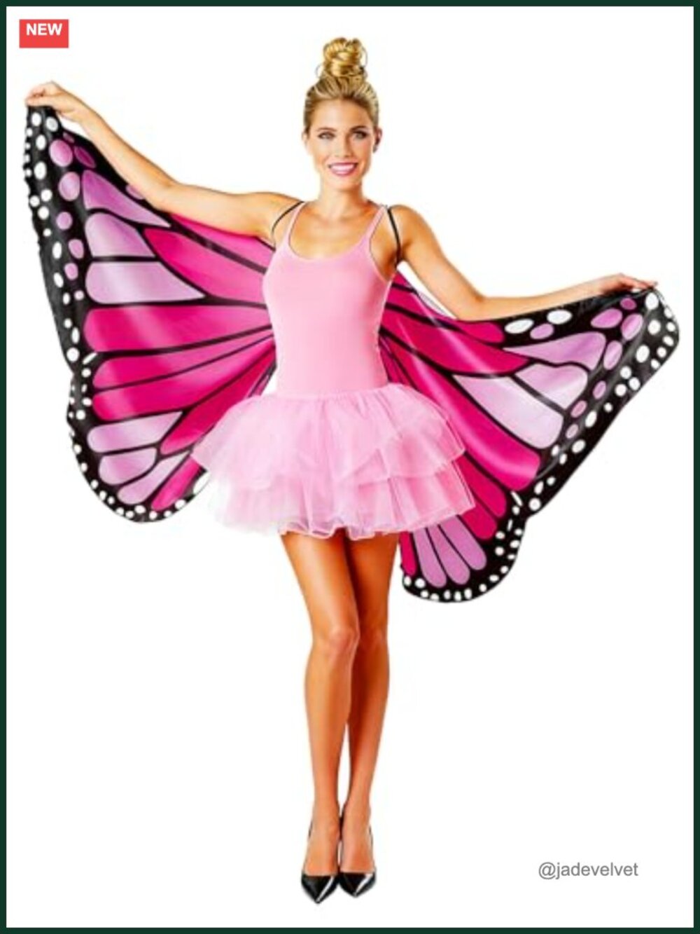 Pink Monarch Butterfly Wings Cape - UV Reactive Women's Costume Accessory One